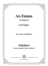 Schubert An Emma 3rd Ver Published As Op 58 No 2 D 113 In D Major For Voice Pno