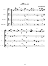 A Skye Air For Flute Quartet 2 Flutes Alto Flute Bass Flute Score