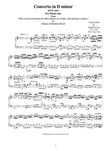 Js Bach Oboe Concerto In D Minor Bwv 1059 Mov 1 Allegro Piano Version