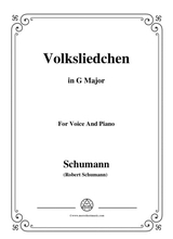 Schumann Volksliedchen In G Major For Voice And Piano