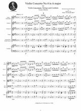 Albinoni Violin Concerto No 4 In A Major Op 9 For Violin Strings And Cembalo