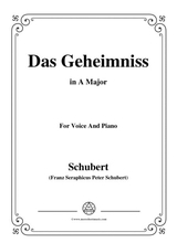 Schubert Das Geheimniss Op 173 No 2 In A Major For Voice Piano