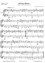 Bach 14 Easy Duets For Violin Duo