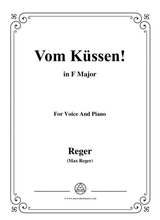 Reger Vom Kssen In F Major For Voice And Piano