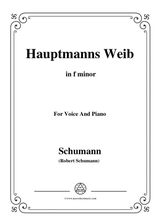 Schumann Hauptmanng Weib In F Minor For Voice And Piano