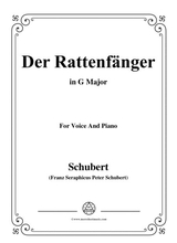 Schubert Der Rattenfnger In G Major For Voice Piano