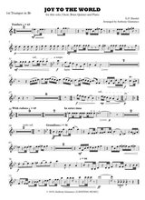 Joy To The World Alto Solo Choir Piano Brass Quintet 1st Bb Trumpet Part