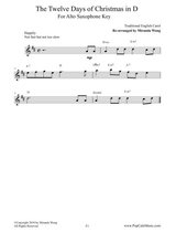 The Twelve Days Of Christmas Alto Saxophone Key Concert Key