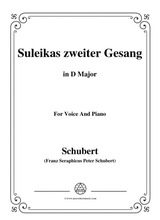 Schubert Suleikas Zweiter Gesang In D Major For Voice And Piano