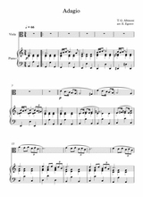 Adagio In G Minor Tomaso Giovanni Albinoni For Viola Piano
