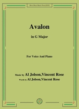 Al Jolson Vincent Rose Avalon In G Major For Voice And Piano