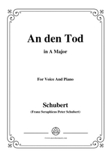 Schubert An Den Tod In A Major For Voice Piano