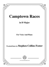 Stephen Collins Foster Camptown Races In D Major For Voice Piano