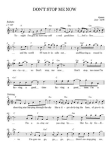 Dont Stop Me Now Leadsheet Melody Notated