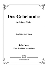 Schubert Das Geheimniss Op 173 No 2 In C Sharp Major For Voice Piano