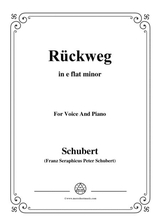 Schubert Rckweg In E Flat Minor For Voice Piano