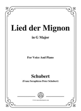 Schubert Lied Der Mignon In G Major For Voice Piano