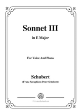 Schubert Sonnet Iii In E Major For Voice Piano