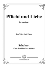 Schubert Pflicht Und Liebe In A Minor For Voice And Piano
