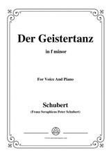 Schubert Der Geistertanz In F Minor For Voice And Piano
