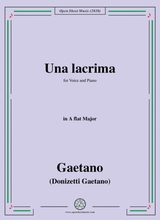 Donizetti Una Lacrima In A Flat Major For Voice And Piano
