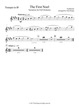 The First Noel Variations For Full Orchestra Trumpet In B Flat Part
