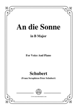 Schubert An Die Sonne In B Major For Voice Piano