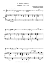 Chant D Amour Arranged For Violin And Piano