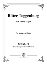 Schubert Ritter Toggenburg In F Sharp Major For Voice Piano