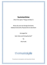 Summertime For Solo Viola String Quintet