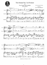 Albinoni Trio Sonata No 1 In D Minor Op 1 For Two Violins And Cembalo Or Piano