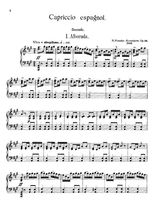 Rimsky Korsakov Capriccio Espagnol For Piano Duet 1 Piano 4 Hands Pr835