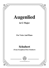 Schubert Augenlied In G Major For Voice Piano