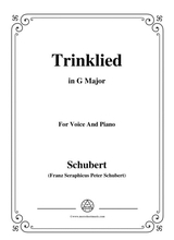 Schubert Trinklied In G Major For Voice Piano