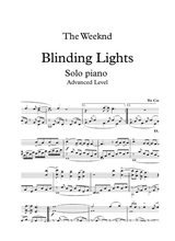 Blinding Lights The Weeknd Solo Piano Advanced Intermediate Level