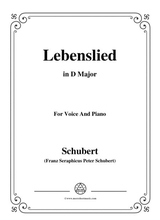 Schubert Lebenslied In D Major For Voice Piano