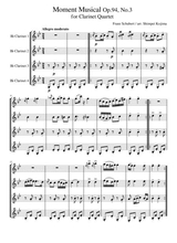 Schubert Moment Musical Moments Musicaux Op 94 No 3 For Clarinet Quartet