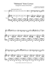 Habanera From Carmen Arranged For Clarinet And Piano