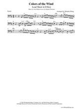Colors Of The Wind Lead Sheet In D Key Bass Clef