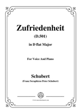 Schubert Zufriedenheit Contentment D 501 In D Flat Major For Voice Piano