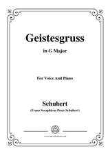 Schubert Geistesgruss Op 92 No 3 In G Major For Voice Piano