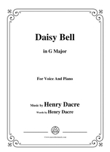 Henry Dacre Daisy Bell In G Major For Voice And Piano