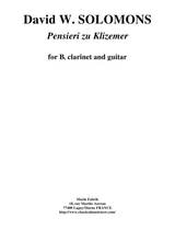 David W Solomons Pensieri Su Klizemer For Bb Clarinet And Guitar