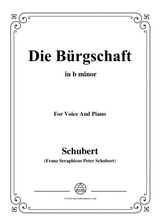 Schubert Die Brgschaft The Bond D 246 In B Minor For Voice Piano