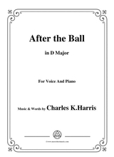 Charles K Harris After The Ball In D Major For Voice And Piano