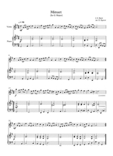 Minuet In G Major Johann Sebastian Bach For Violin Piano