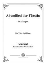 Schubert Abendlied Der Frstin In A Major For Voice And Piano