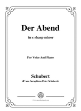 Schubert Der Abend In C Sharp Minor For Voice Piano