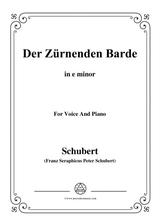 Schubert Der Zrnenden Barde In E Minor For Voice Piano