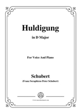Schubert Huldigung In D Major For Voice Piano